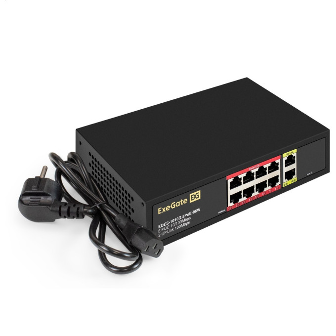 Коммутатор неуправляемый EXEGATE EDES-1010D.8POE-96W EX299021RUS