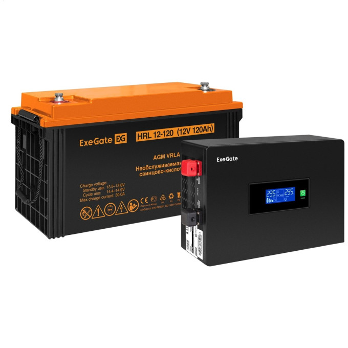 Комплект ИБП EXEGATE IDEALSINE SR-600.LCD.2SH + батарея 120Aч, 1 шт EX297398RUS