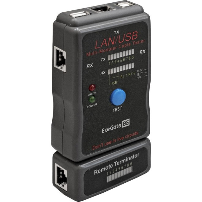 Тестер сетевой EXEGATE EX-T5448 для RJ-45/RJ-11/RJ-12/USB EX293160RUS